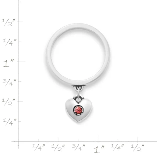 Keepsake Heart Birthstone Charm Dangle Ring