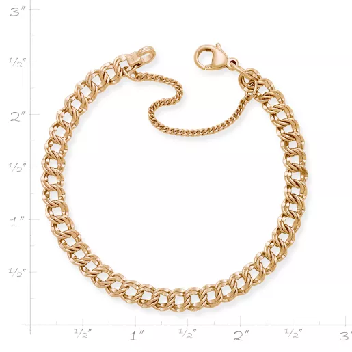 Light Double Curb Charm Bracelet