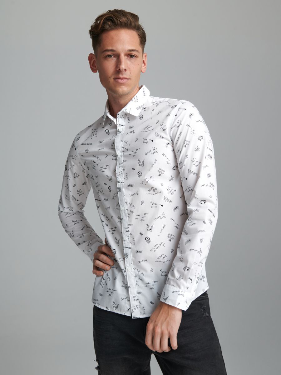 Koszula slim Kolor biały  1918O-00X