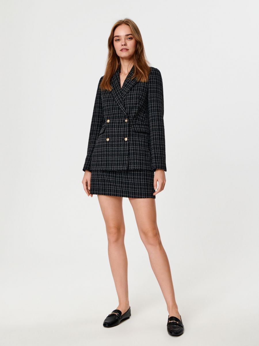 Spódnica mini w kratę Kolor czarny  ZB716-99X