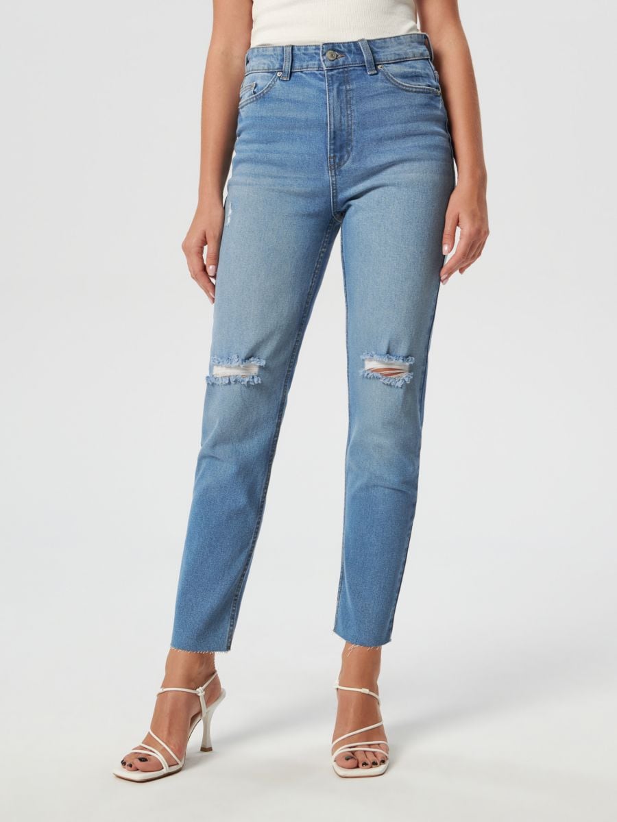 Jeansy mom high waist Kolor niebieski  SD139-50J