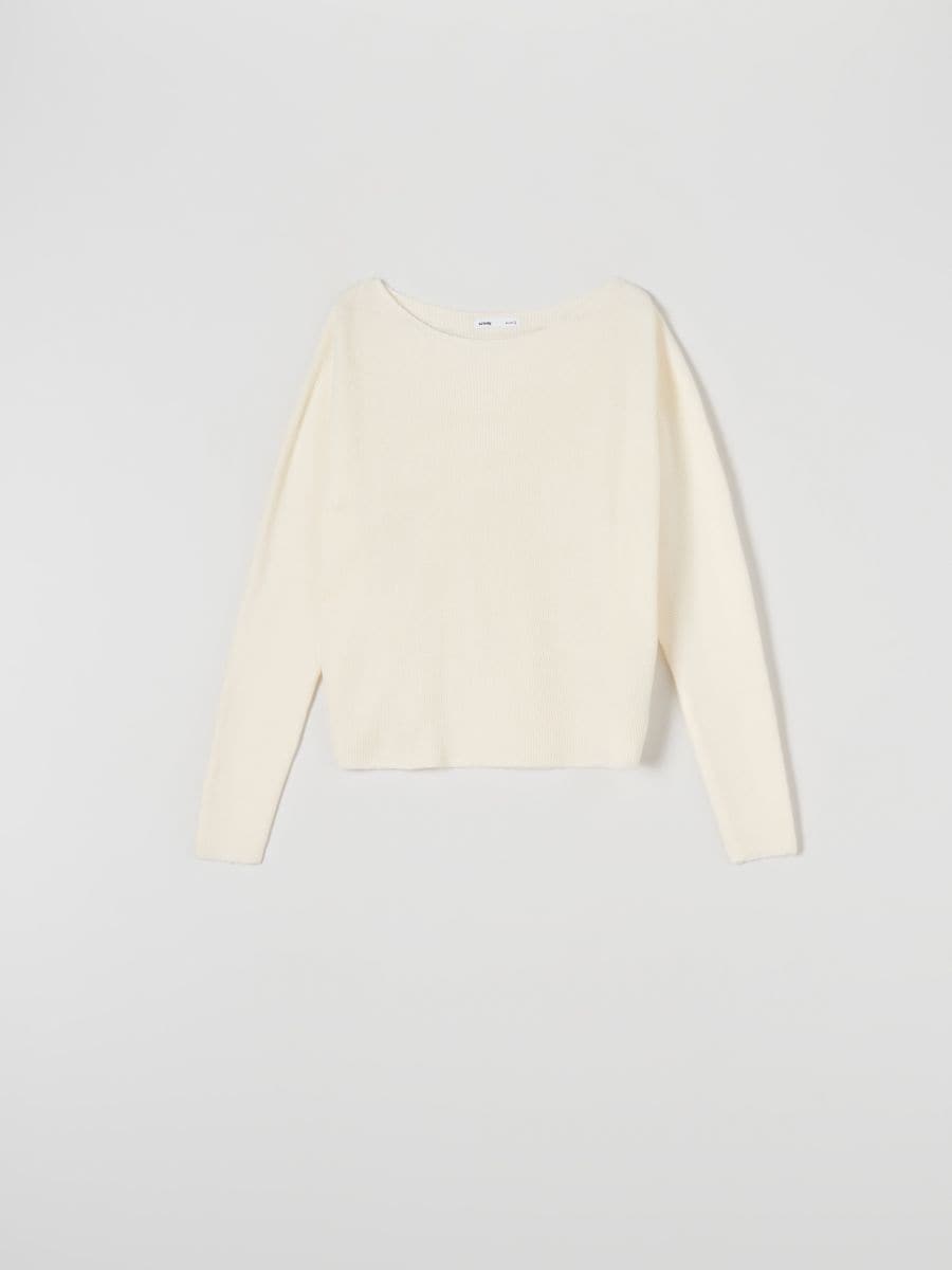 Sweter w prążki Kolor kremowy  7446J-01X