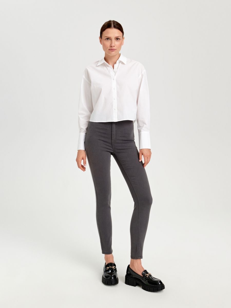 Jegginsy skinny high waist Kolor szary  ZJ780-90J