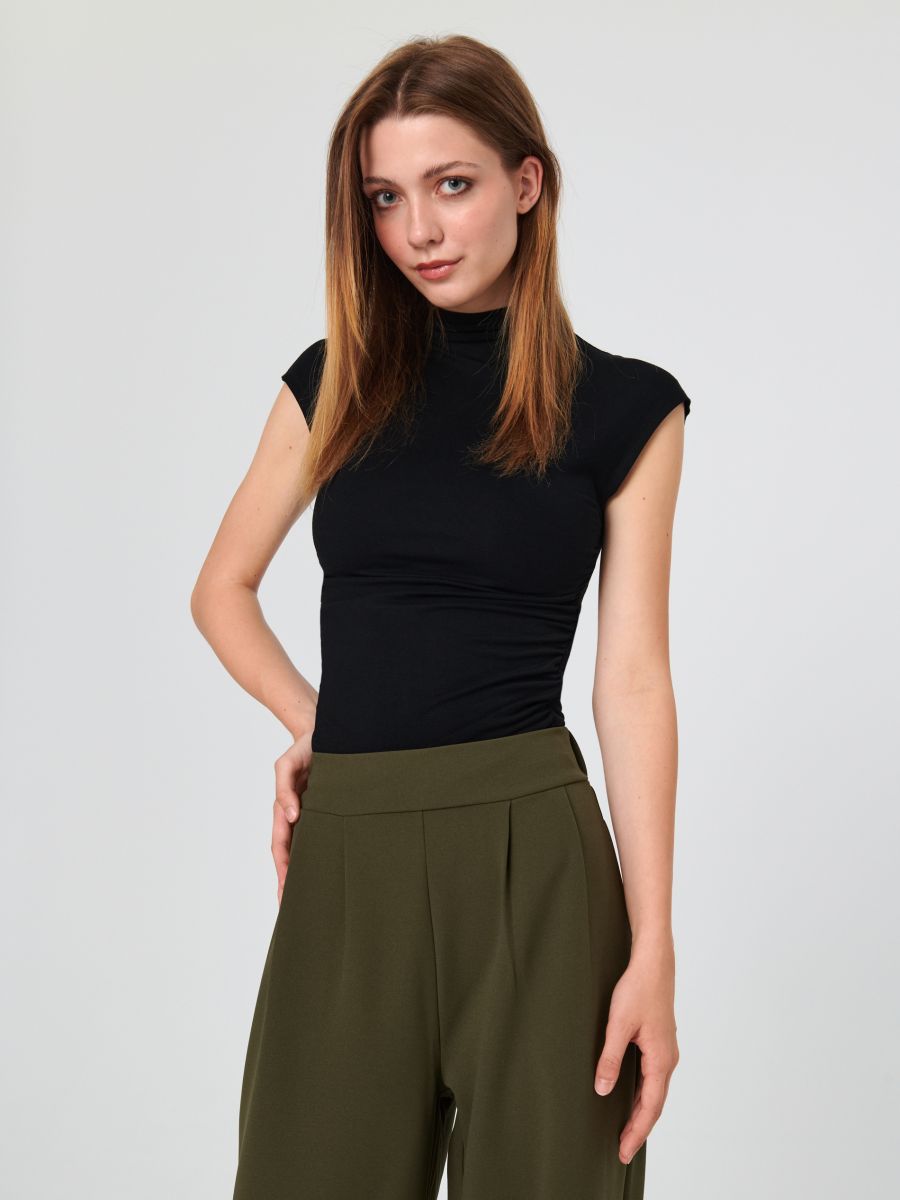 Spodnie wide leg Kolor khaki  4501X-87X