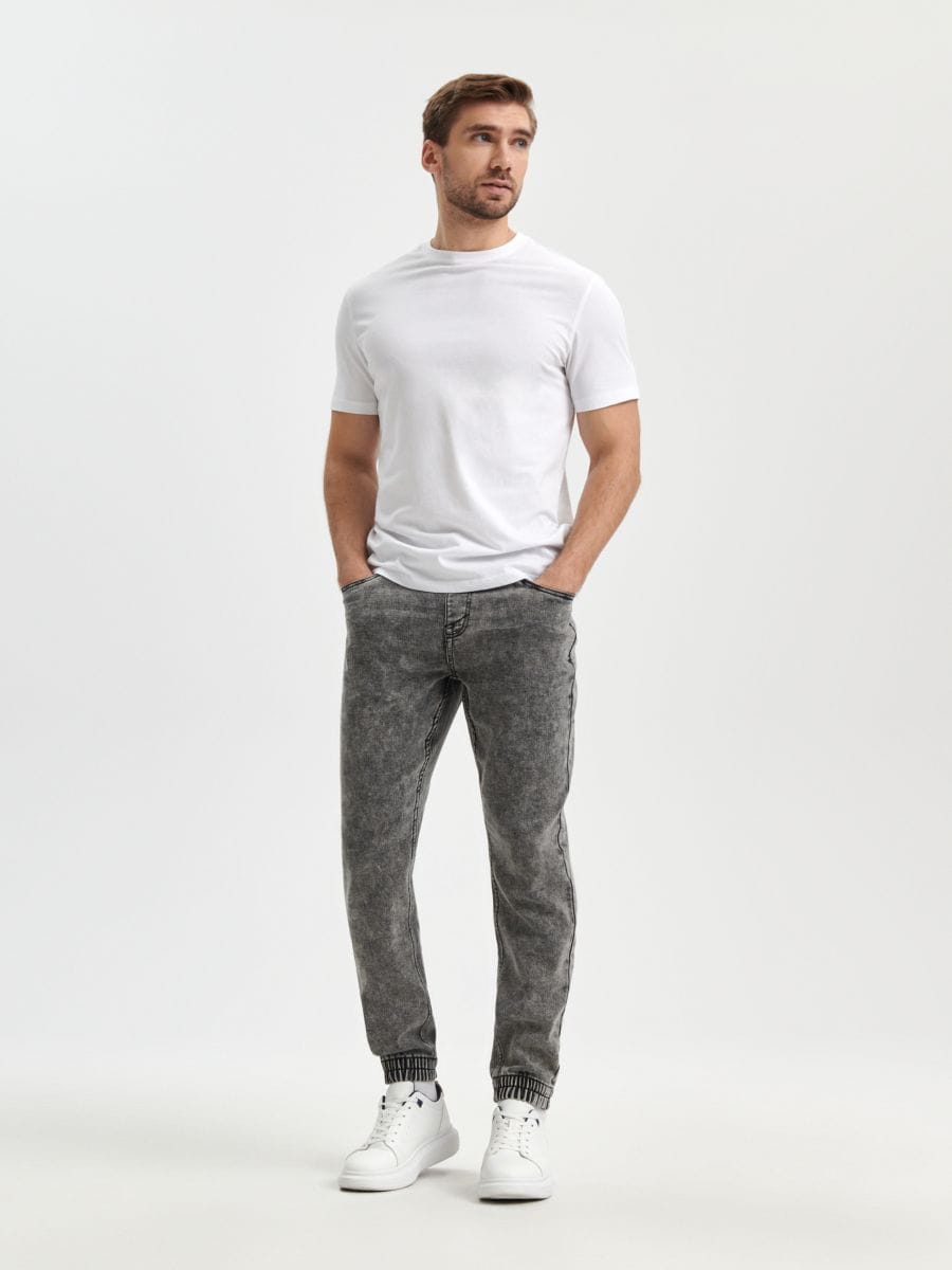 Jeansy jogger Kolor szary  1611O-90J