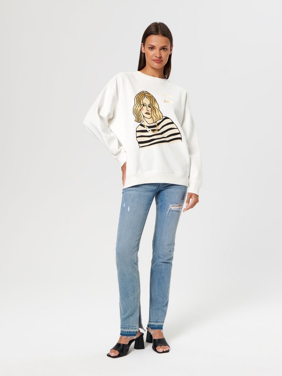 Bluza z nadrukiem Kolor kremowy  6326J-01X