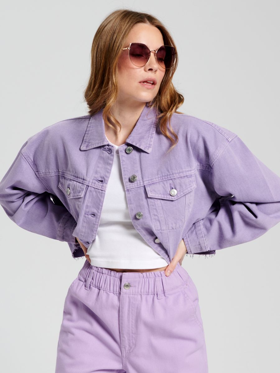 Jeansy paperbag high waist Kolor fioletowy  4247F-34J