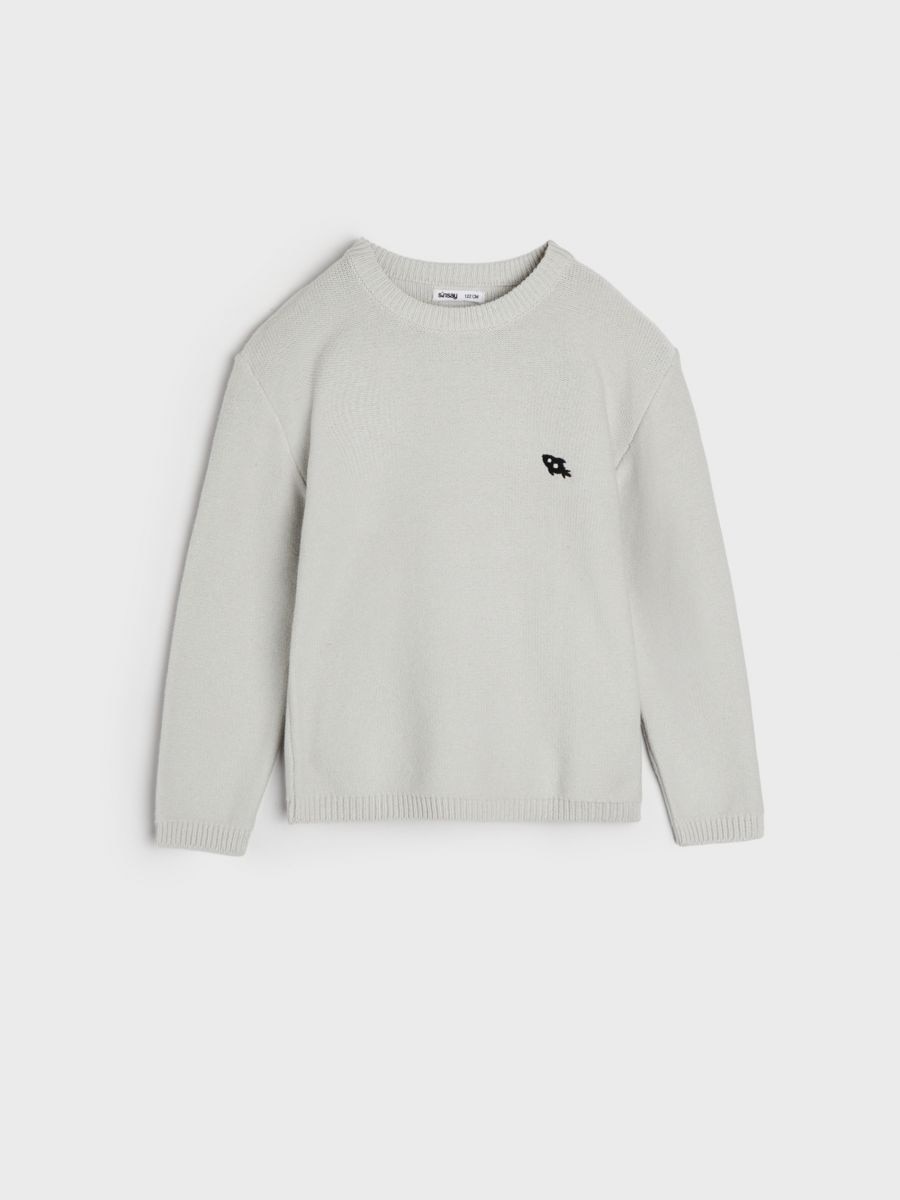 Sweter z haftem Kolor szary  6818M-09M