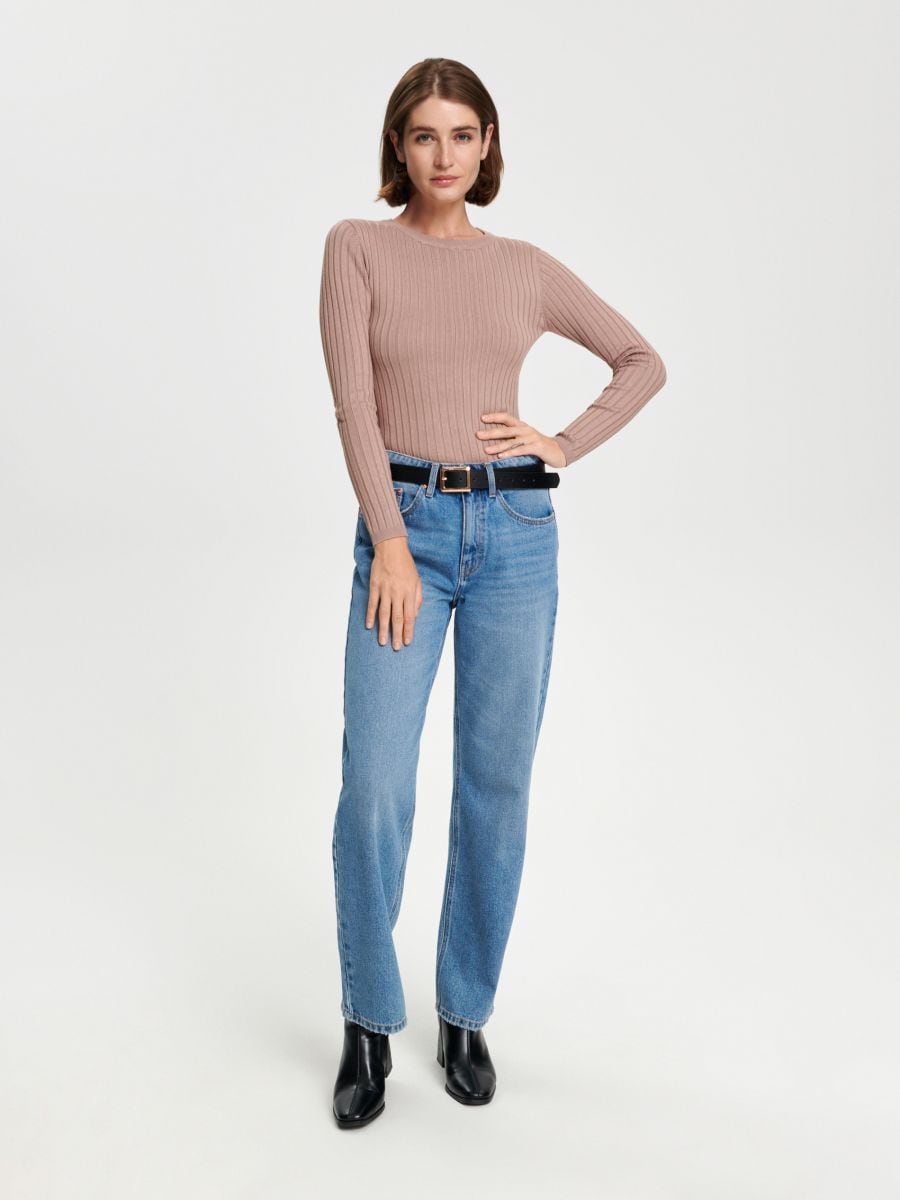 Sweter w prążki Kolor beżowy  7383J-08X
