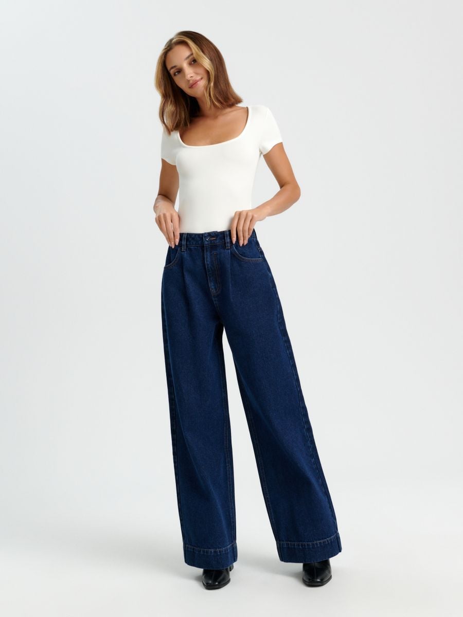 Jeansy wide leg high waist Kolor niebieski  QE146-95J