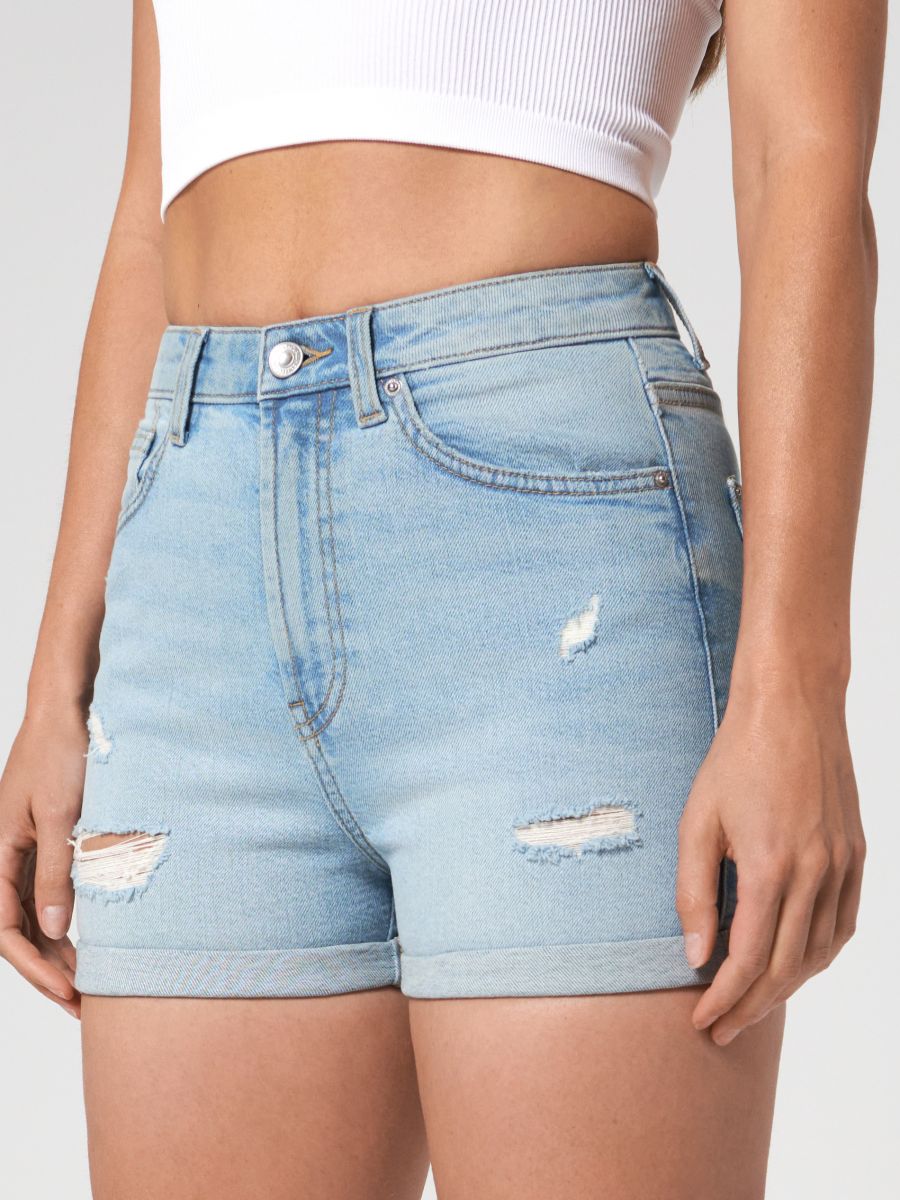 Szorty jeansowe mom high waist Kolor niebieski  0394U-50J