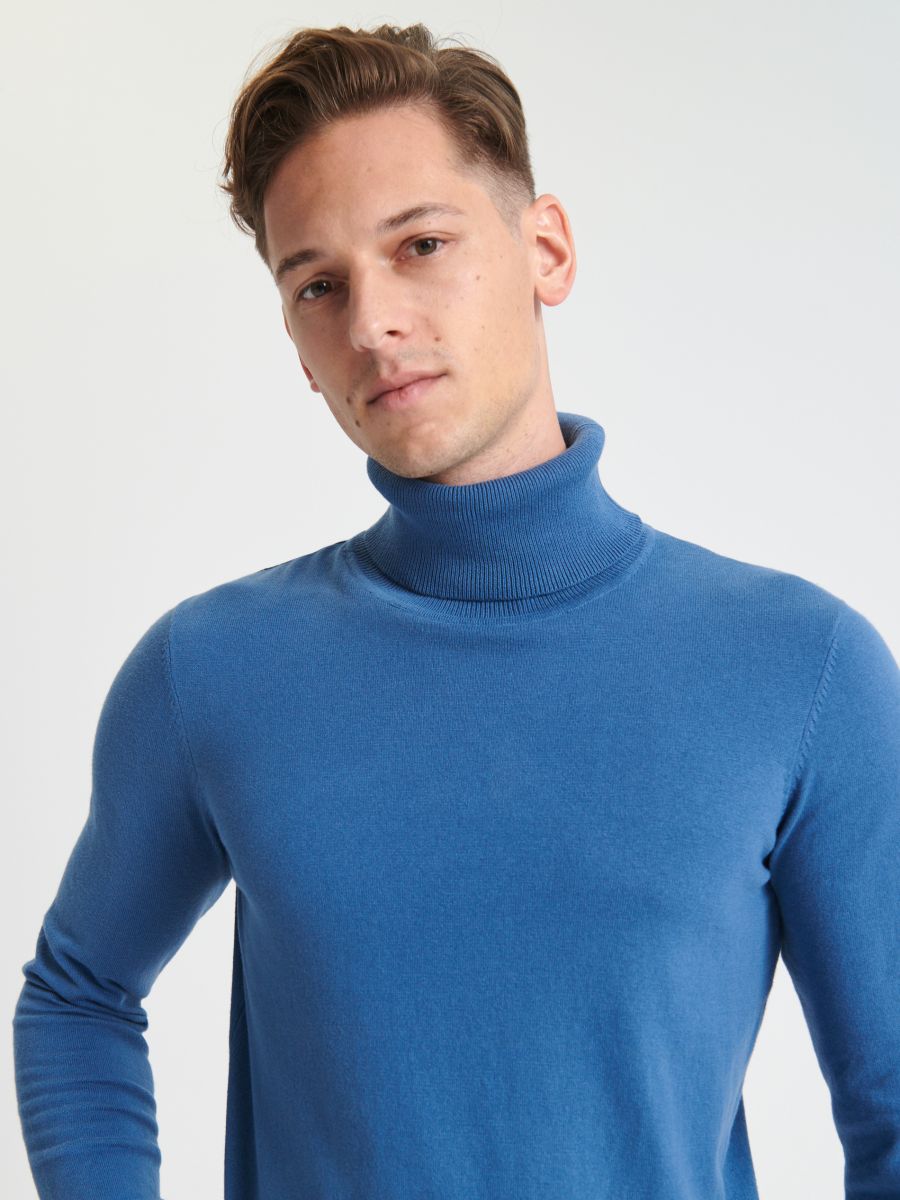 Sweter z golfem Kolor niebieski  0472A-54X