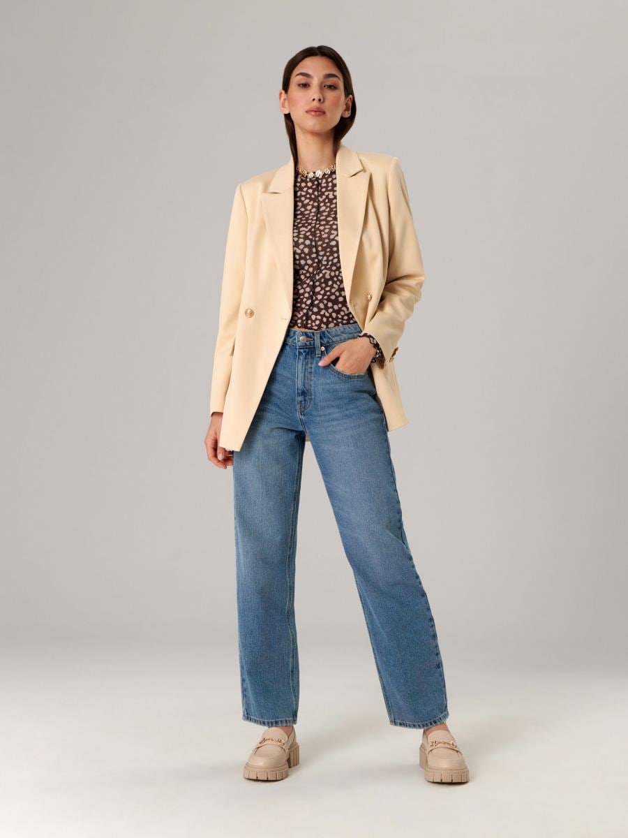 Jeansy straight mid waist Kolor niebieski  YQ135-50J