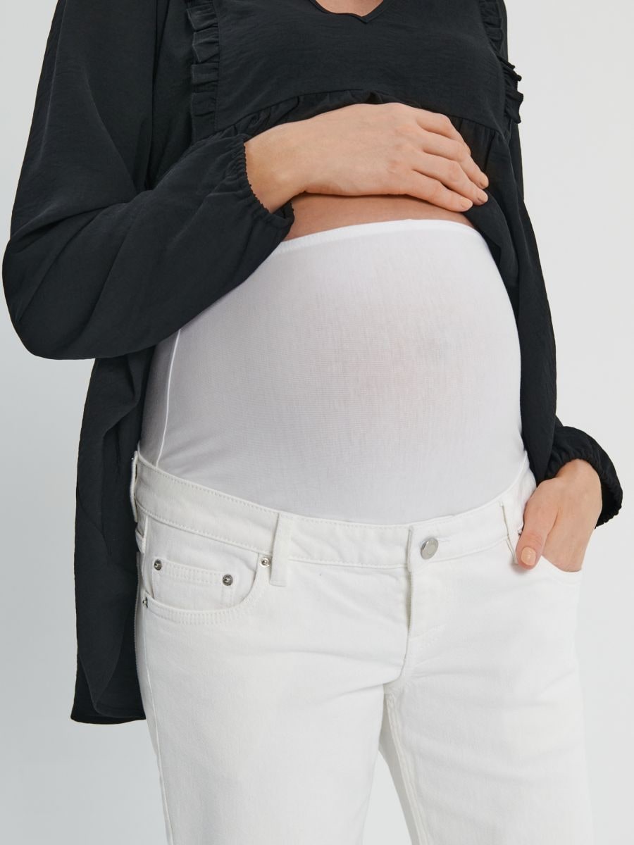 Jeansy straight high waist MAMA Kolor biały  2298F-00J