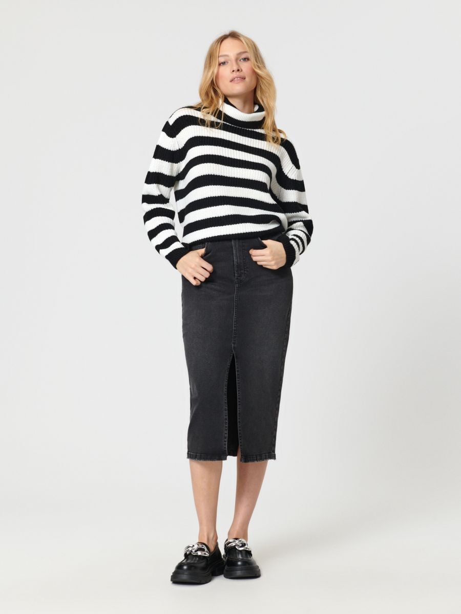 Sweter z golfem w paski Kolor wielobarwny  7332J-MLC