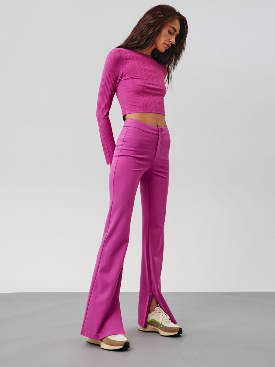 Crop top w prążki Kolor fioletowy  4278F-44X