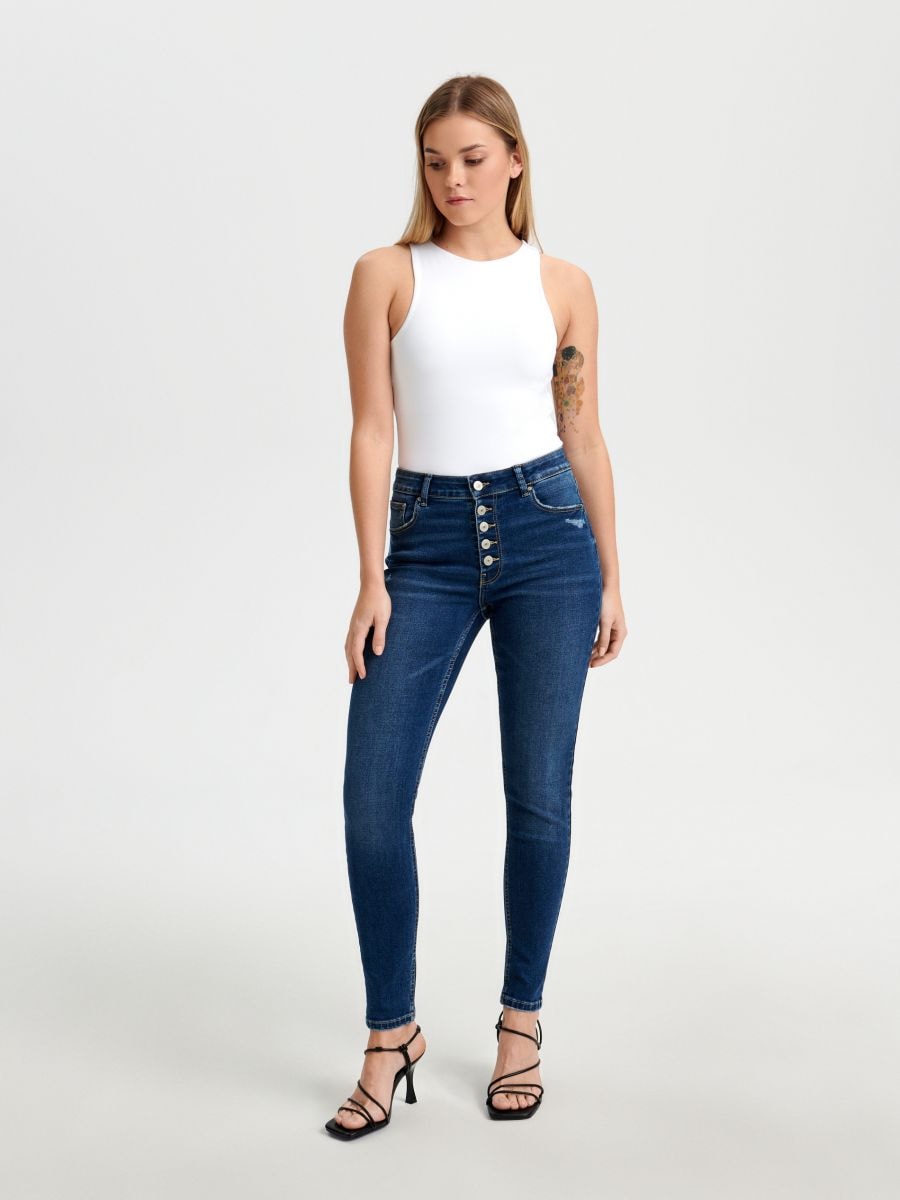 Jeansy skinny high waist Kolor granatowy  ZT875-59J