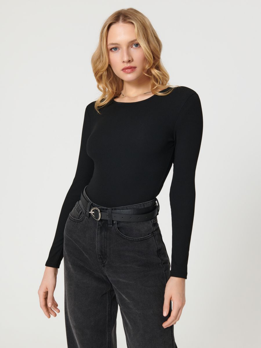 Body z długim rękawem Kolor czarny  8454Z-99X