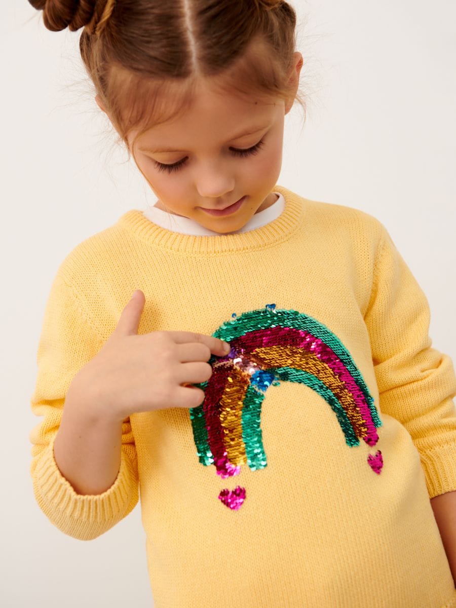 Sweter z cekinami Kolor żółty  5633R-10X