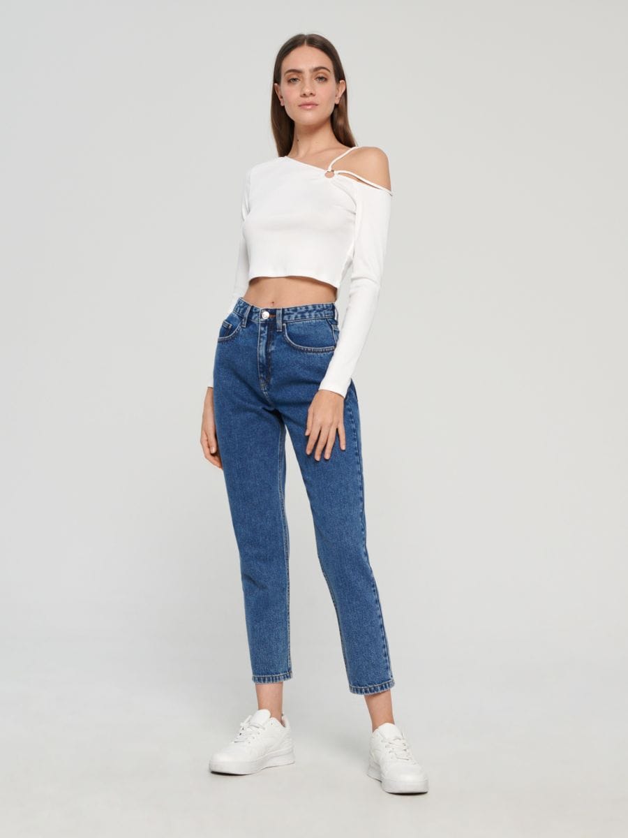 Jeansy mom high waist Kolor niebieski  3372B-55J