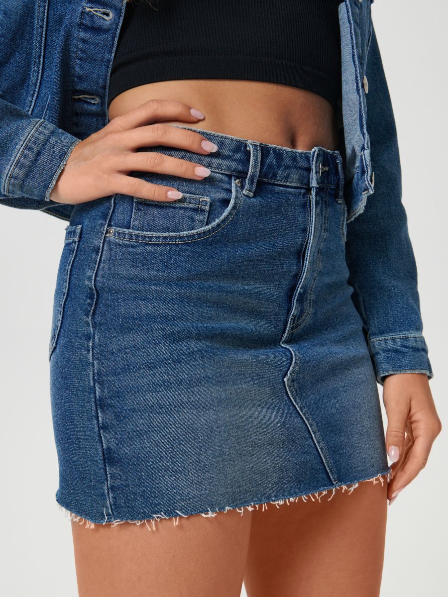 Spódnica mini jeansowa Kolor niebieski  7589A-55J