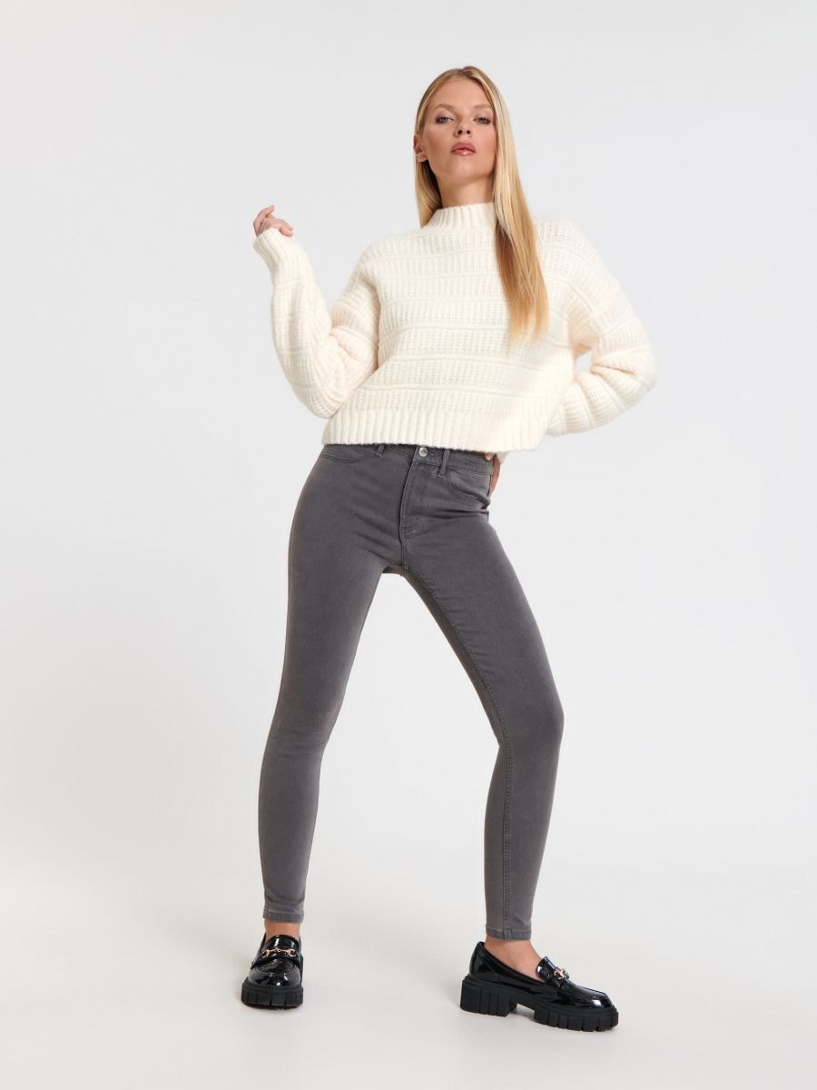 Jeansy skinny mid waist Kolor szary  6100J-85J