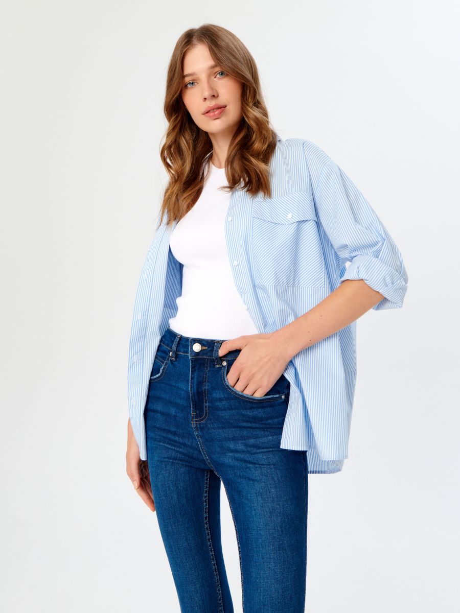 Jeansy skinny high waist Kolor granatowy  XE349-59J