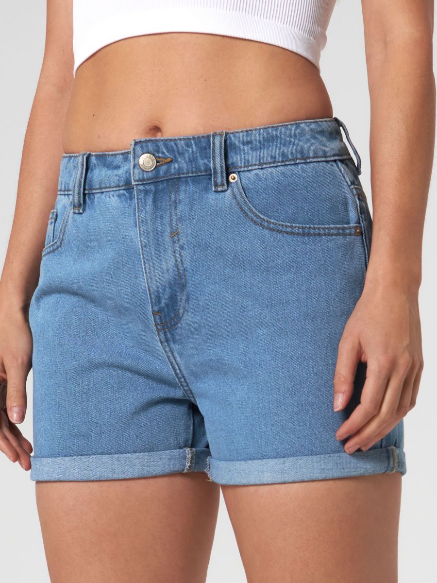 Szorty jeansowe mom high waist Kolor niebieski  0392U-55J
