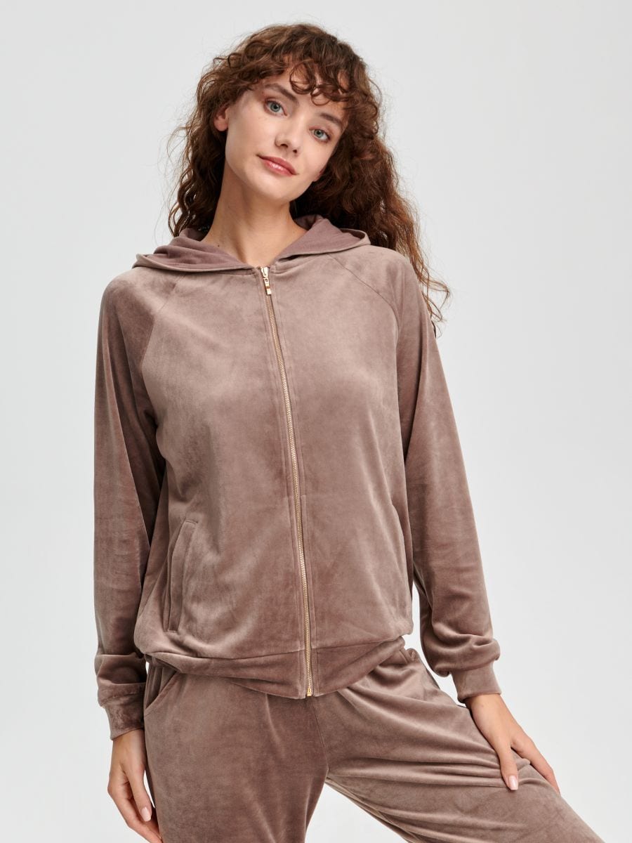Bluza welurowa Kolor brązowy  6354J-84X