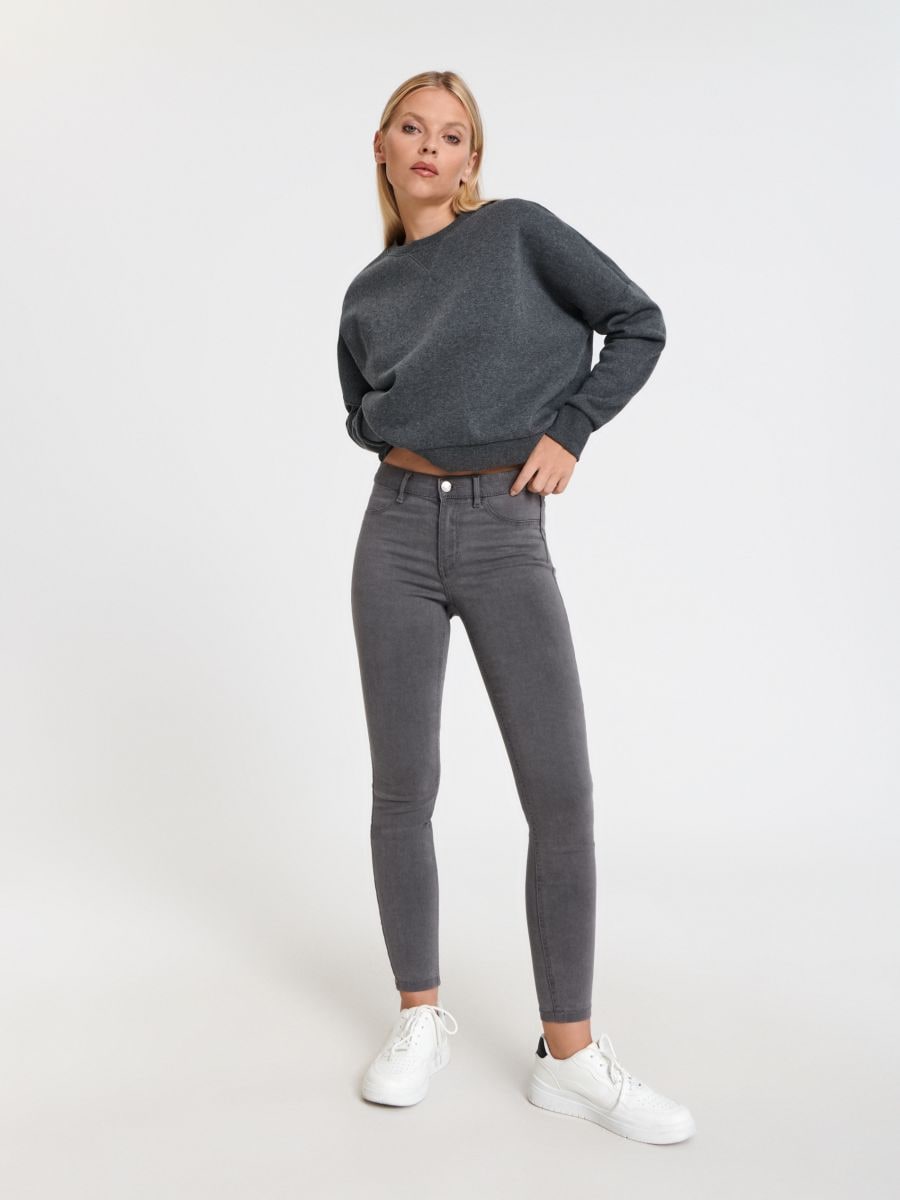 Jeansy skinny mid waist Kolor szary  1490B-85J