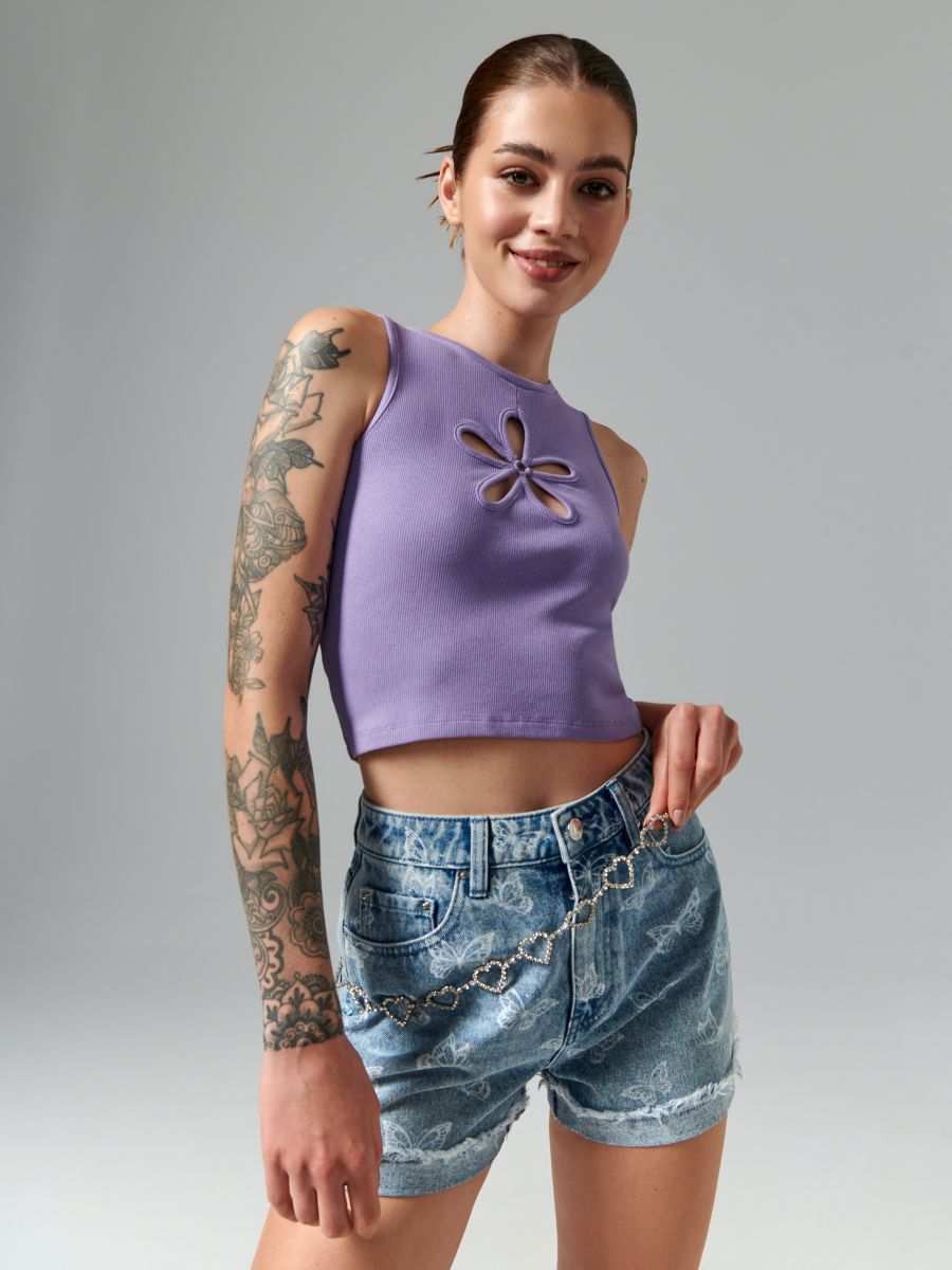 Top w prążki Kolor fioletowy  OS834-04X
