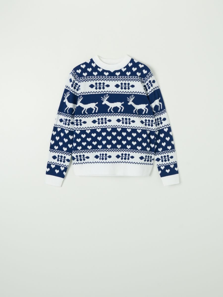 Sweter z norweskim wzorem Kolor granatowy  5165O-59X