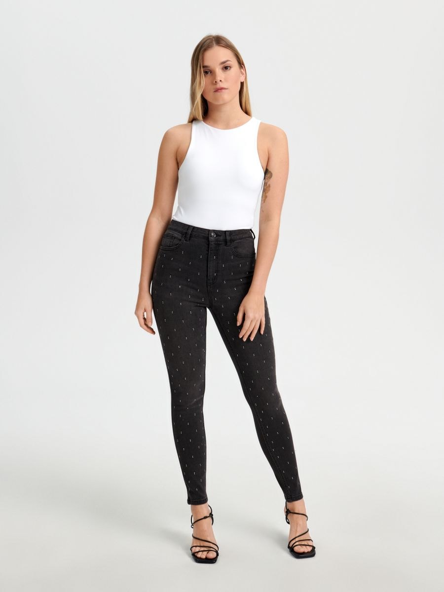Jeansy skinny high waist Kolor czarny  ZJ784-99J