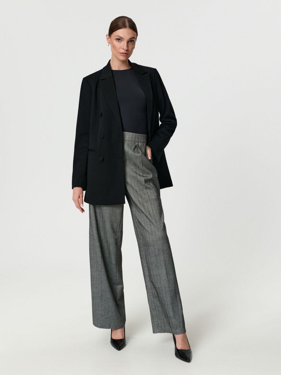 Spodnie wide leg Kolor szary  3666X-90P