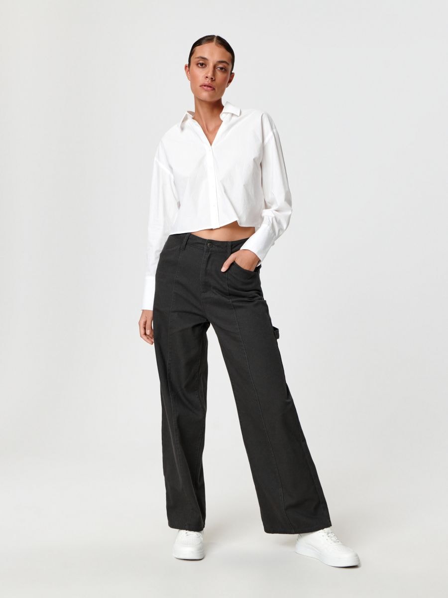 Spodnie wide leg high waist Kolor szary  7772A-90J