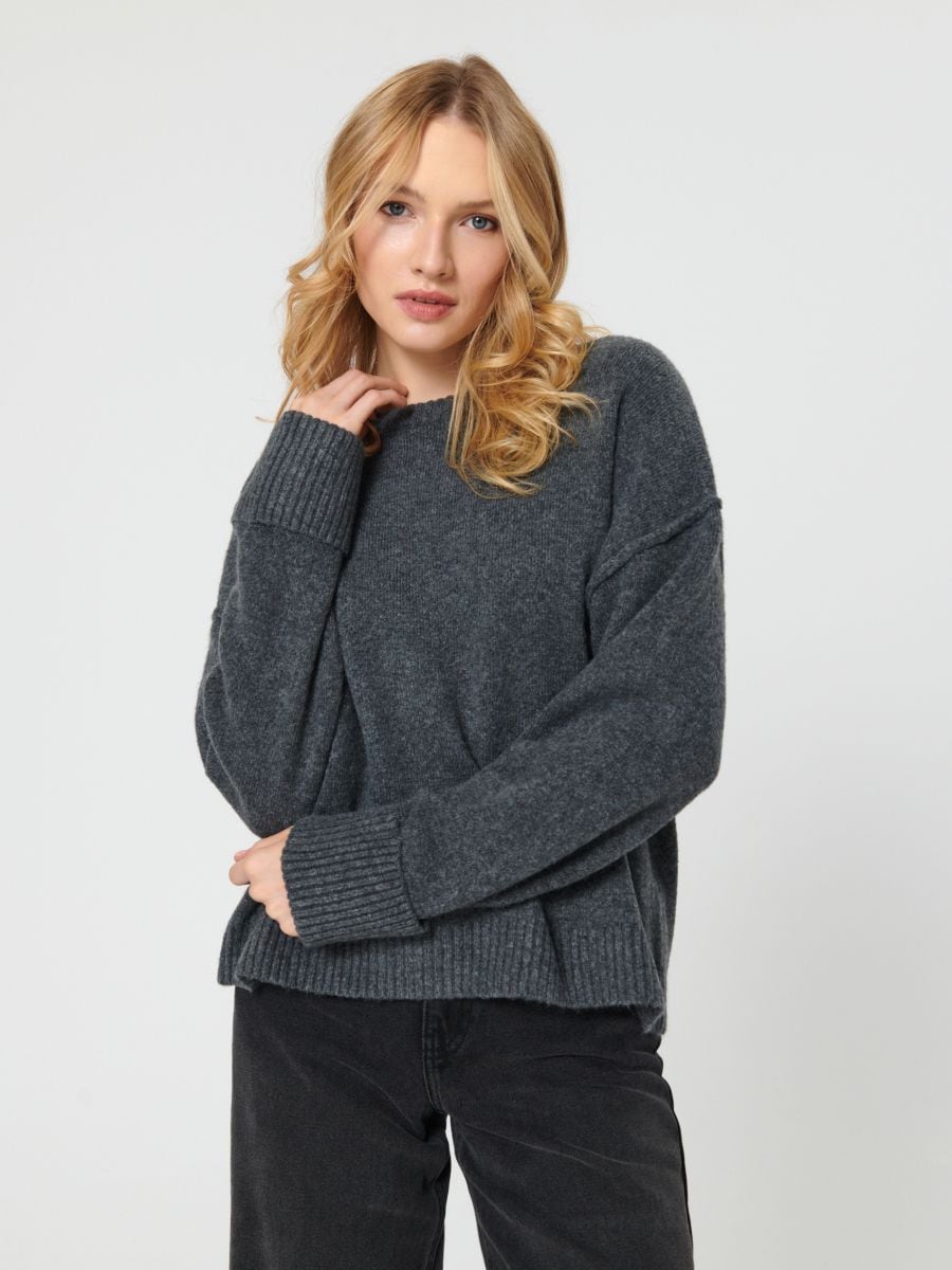 Sweter z miękkiej dzianiny Kolor szary  3363X-90M
