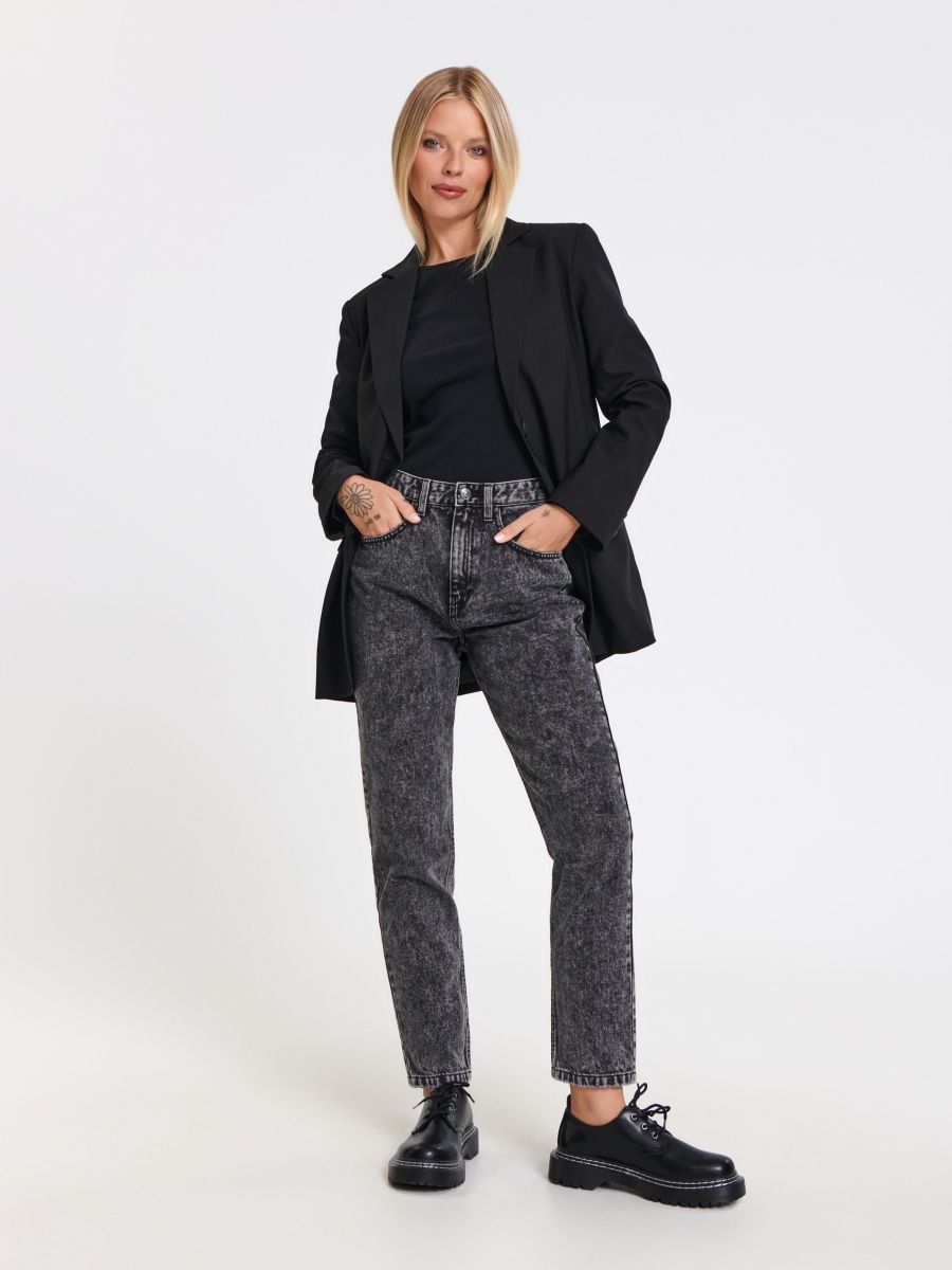 Jeansy mom high waist Kolor szary  3372B-90J