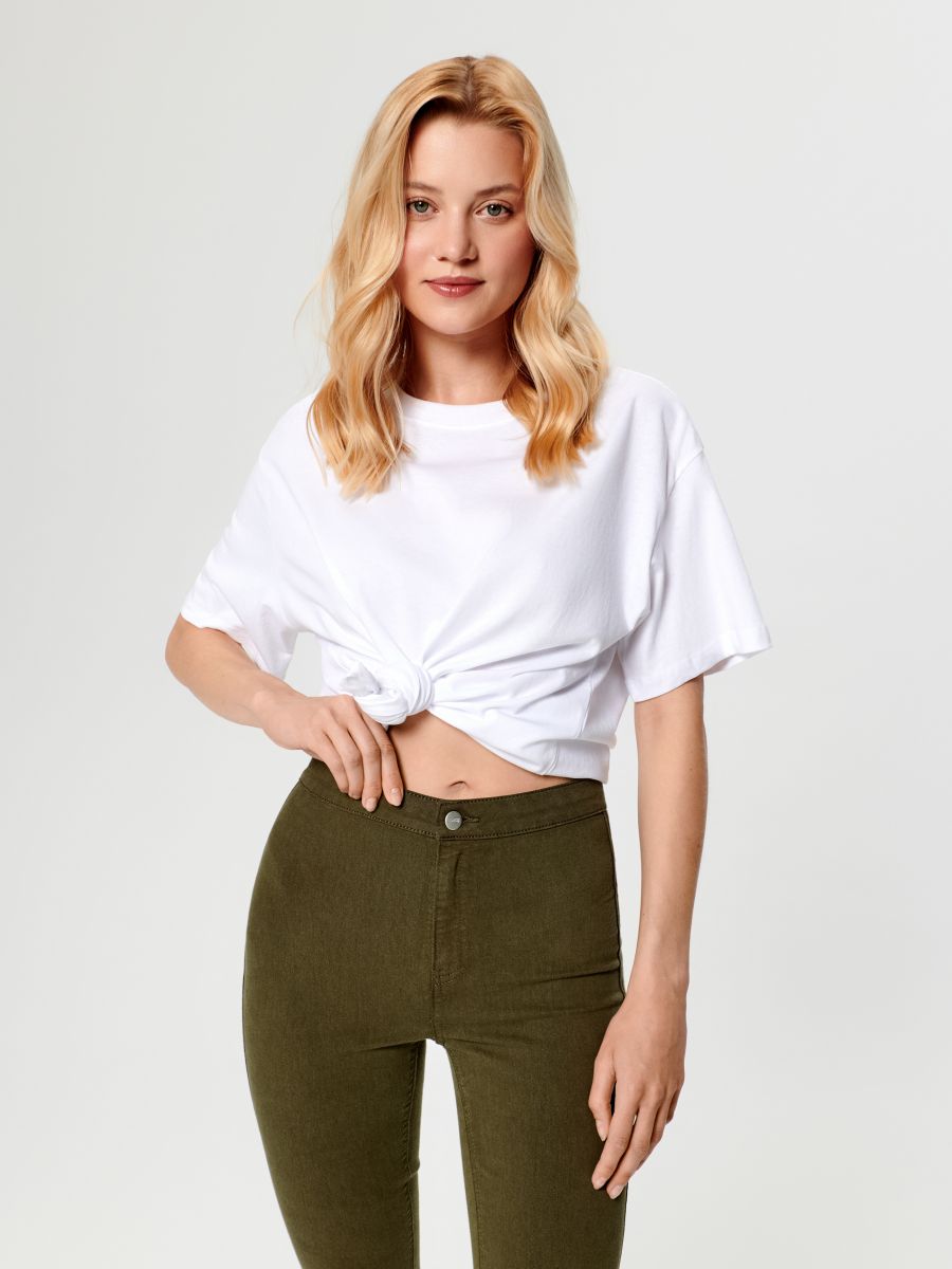 Jegginsy skinny high waist Kolor zielony  ZJ780-87J