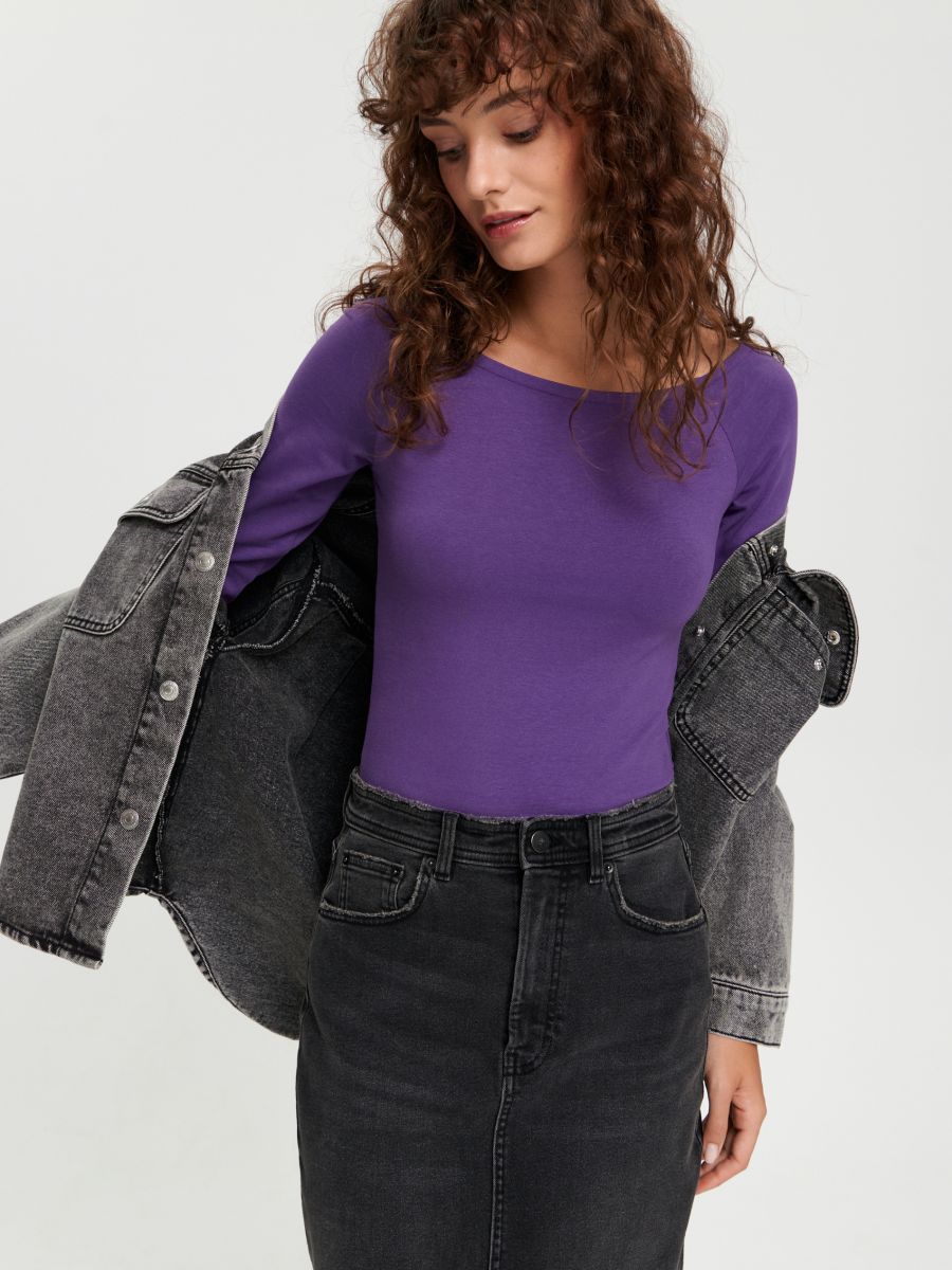 Body z długim rękawem Kolor fioletowy  6653X-49X