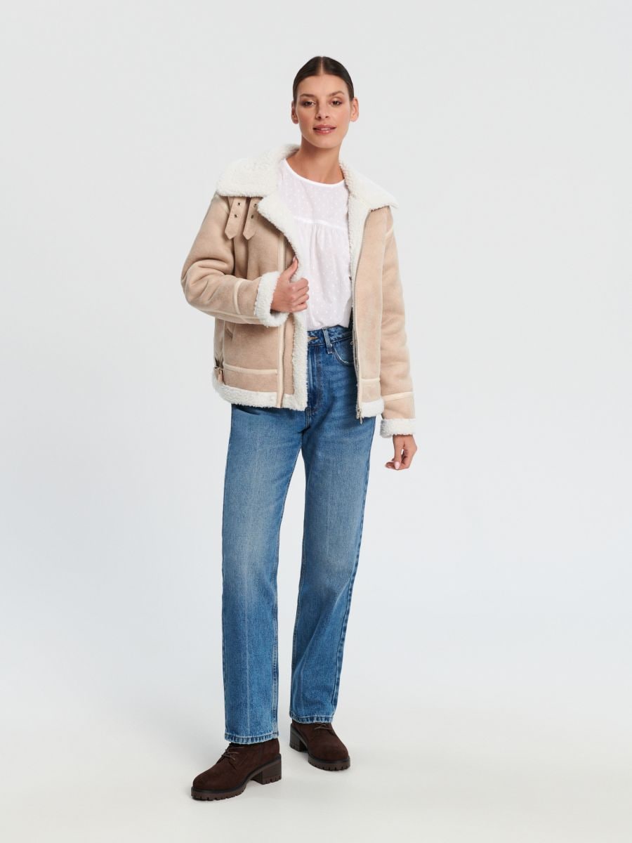 Jeansy straight high waist Kolor niebieski  5095X-55J