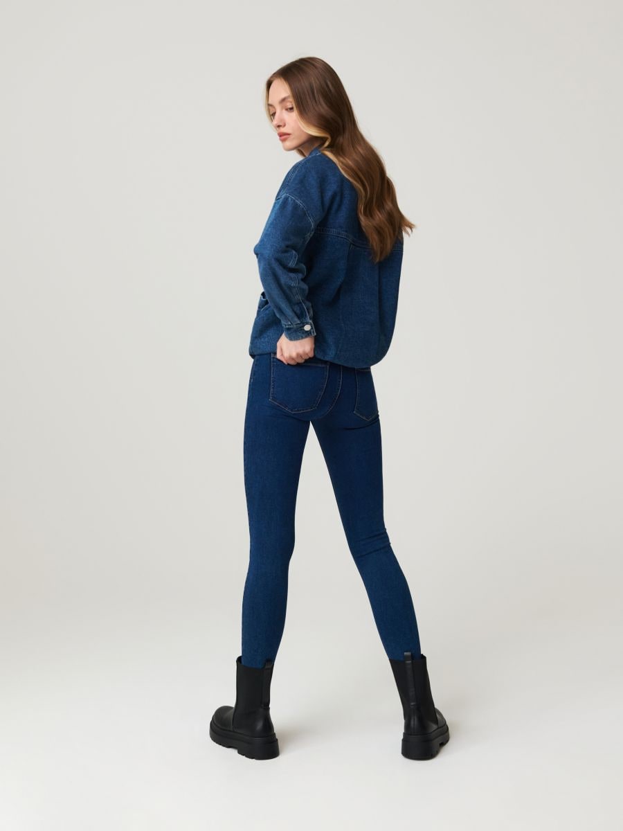 Jeansy skinny mid waist Kolor granatowy  6100J-59J