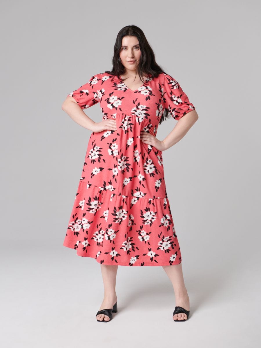 Sukienka midi w kwiaty Kolor wielobarwny  6485T-MLC