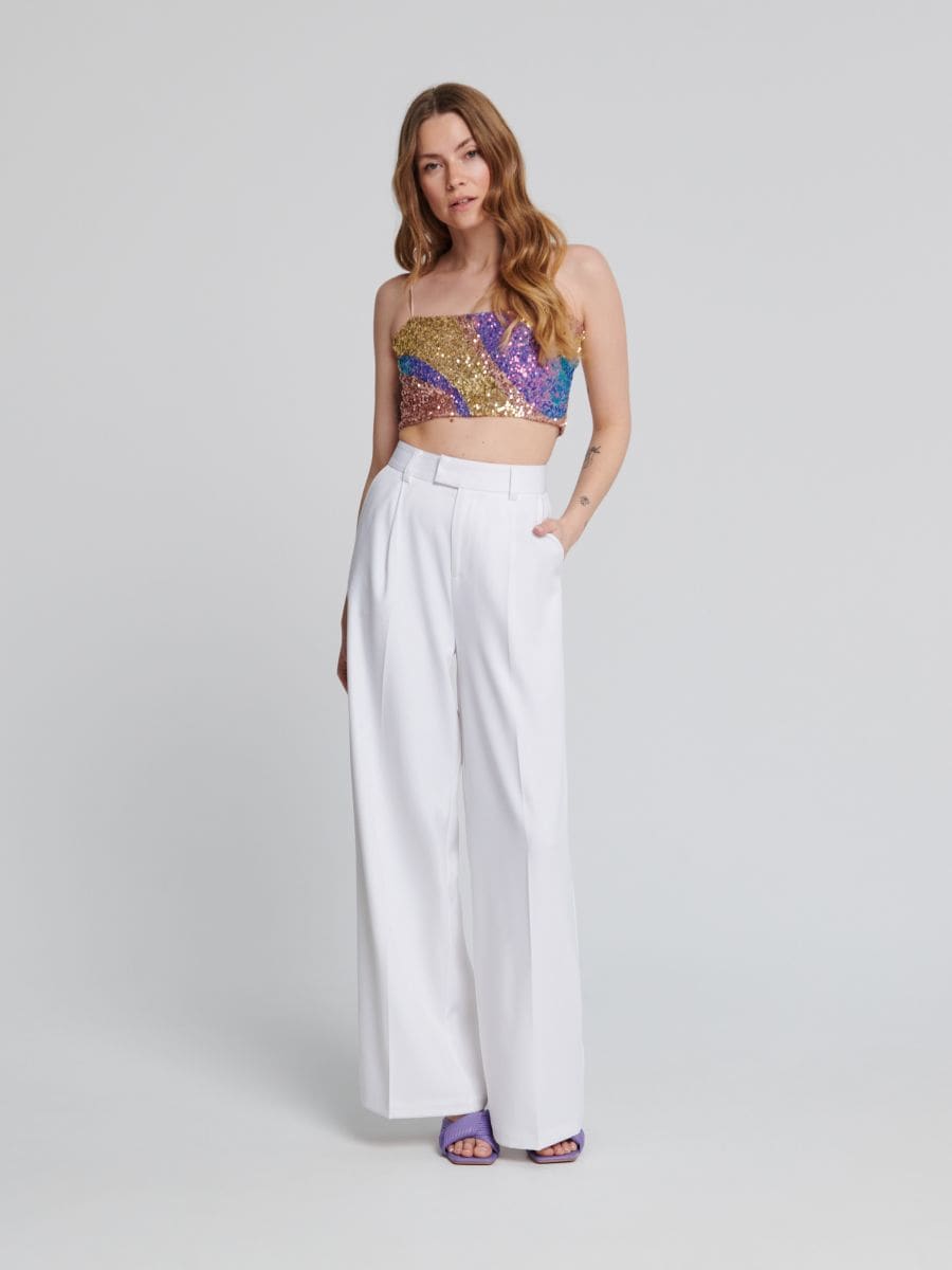 Crop top na ramiączkach Kolor wielobarwny  9649A-MLC