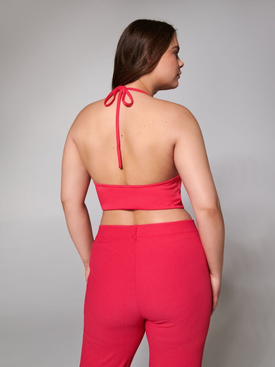Crop top z wiązaniem Kolor różowy  8982J-43X