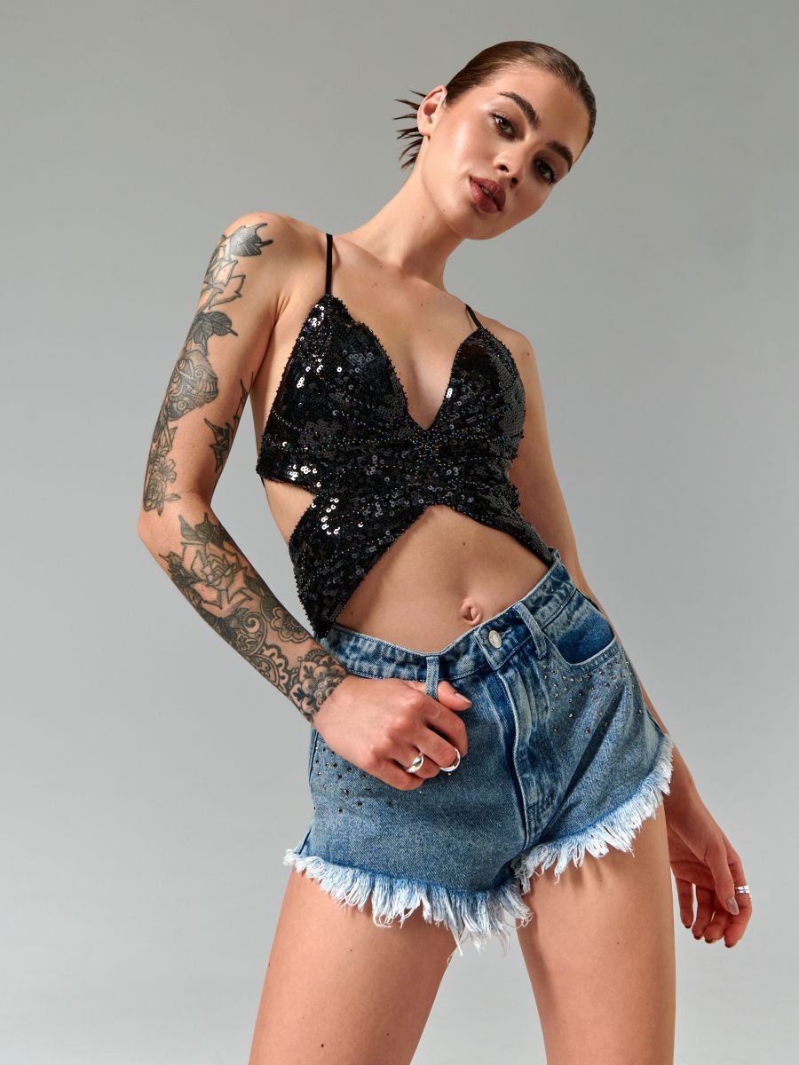 Szorty jeansowe high waist Kolor niebieski  4649U-50J