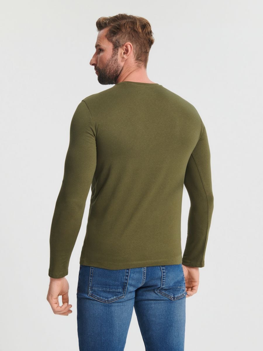 Koszulka z długimi rękawami Kolor khaki  2001O-87X