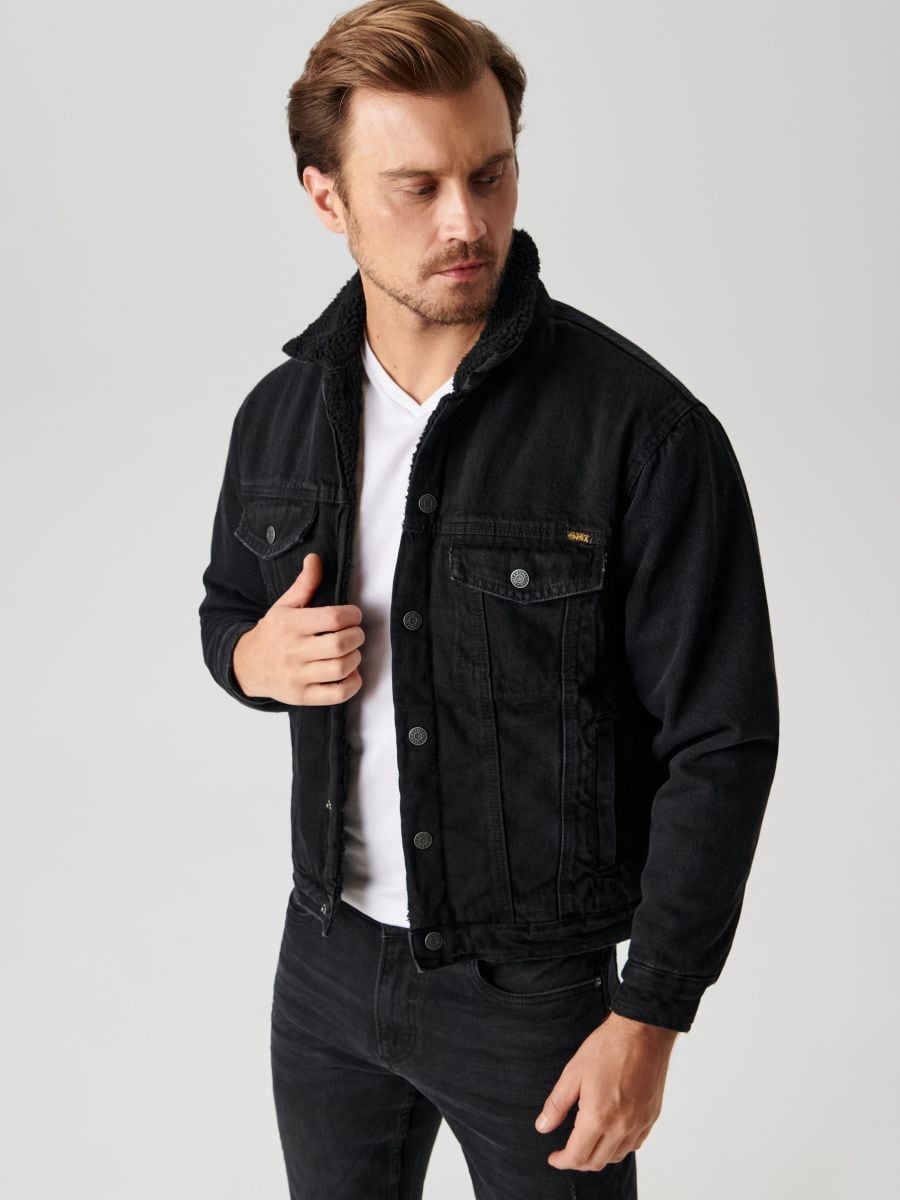 Kurtka jeansowa sherpa Kolor czarny  0694J-99J