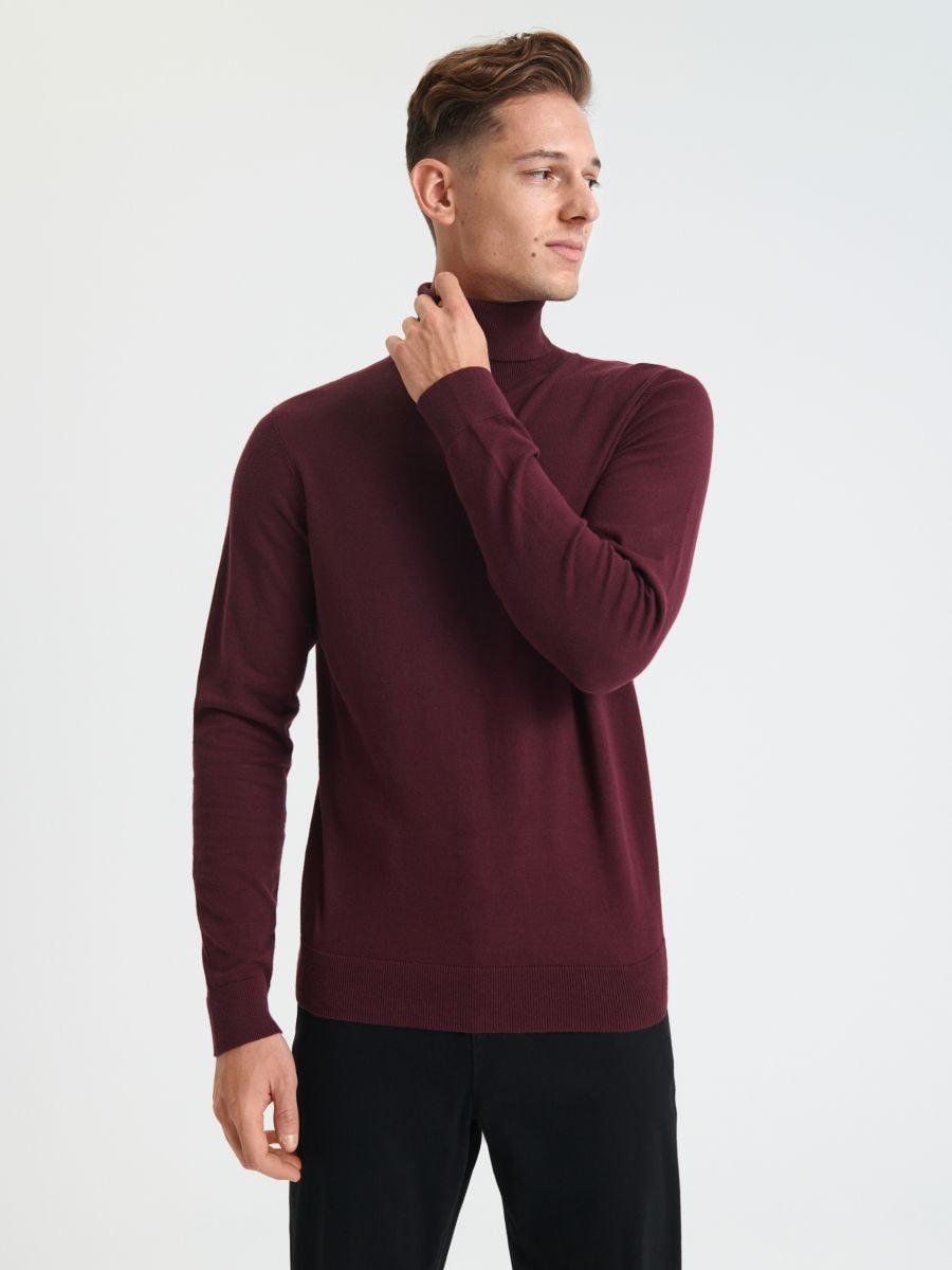 Sweter z golfem Kolor czerwony  0472A-83X