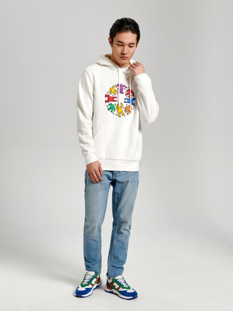 Bluza z kapturem Keith Haring Kolor kremowy  1716O-01X