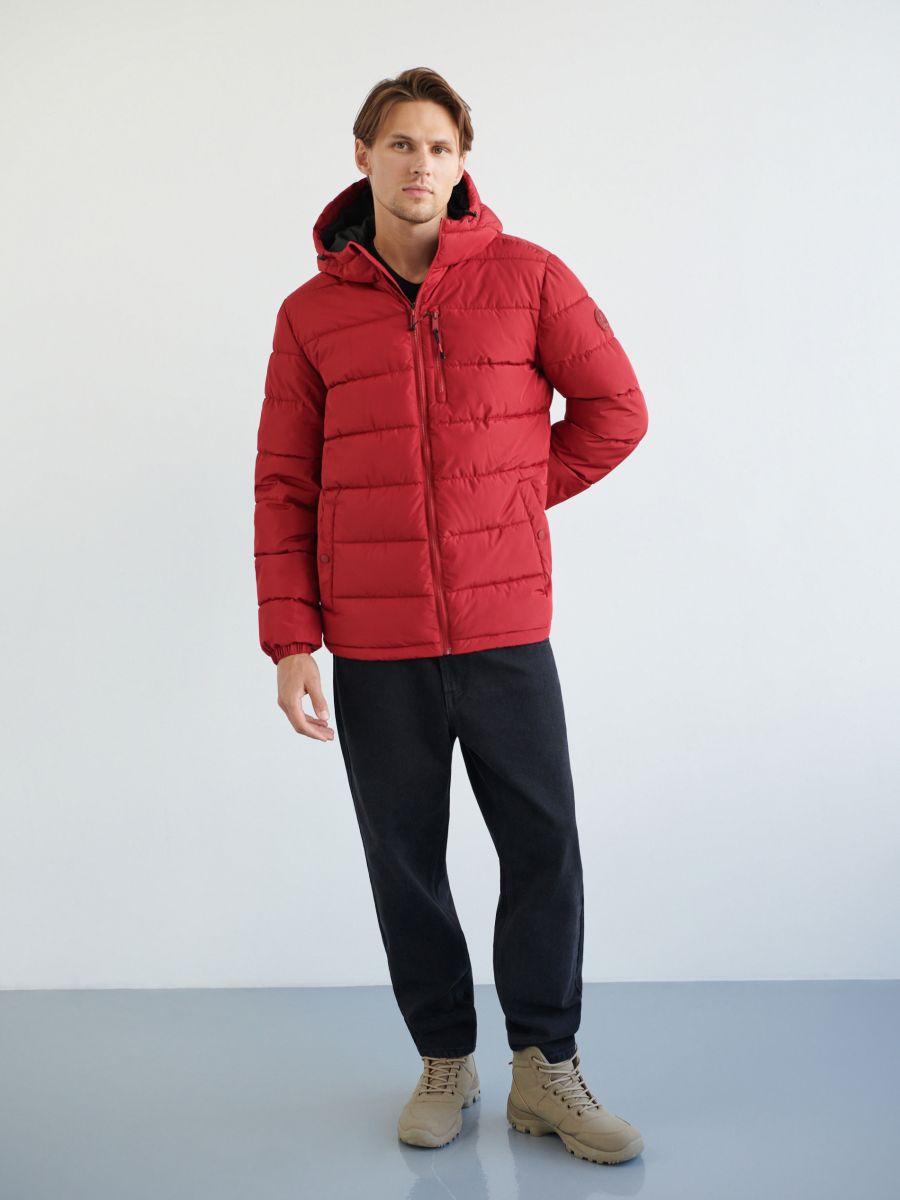 Kurtka puffer z kapturem Kolor czerwony  1810O-33X